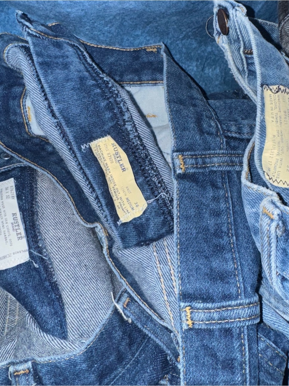 Vintage USA Made Rustler Jeans Lot All Size 36 w Denim Western Workwear 8 Pairs - Picture 4 of 6